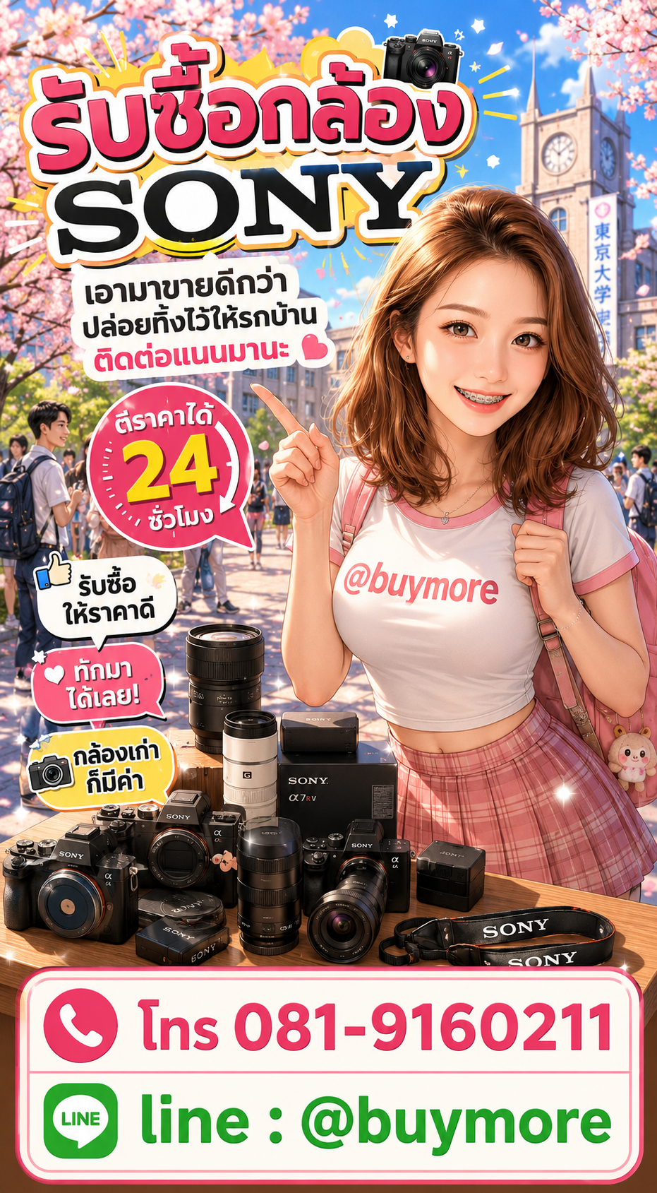 รับซื้อกล้อง Sonyมือสอง Buymore.in.th ติดต่อประเมินราคา 24 ชั่วโมง