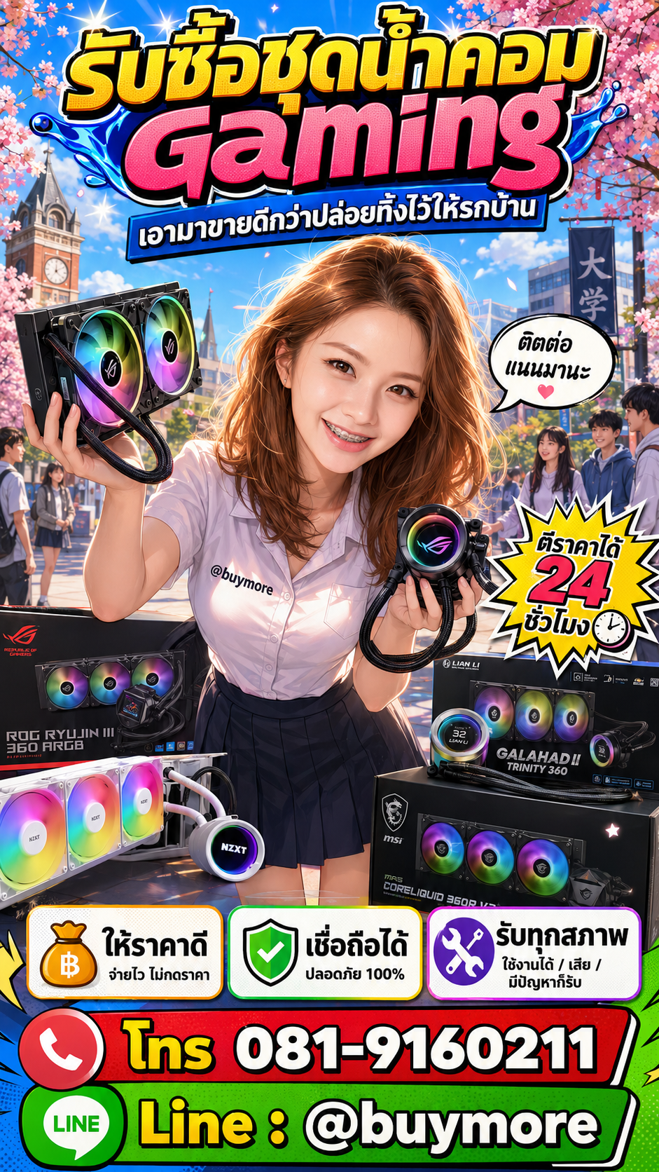 รับซื้อชุดน้ำคอม gaming มือสอง เก่า เสีย Buymore.in.th ติดต่อ LINE @buymore โทร 081-9160211