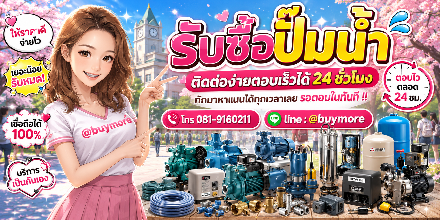 รับซื้อของมือสอง ติดต่อ Buymore 24 ชั่วโมง โทร 081-9160211 LINE @buymore
