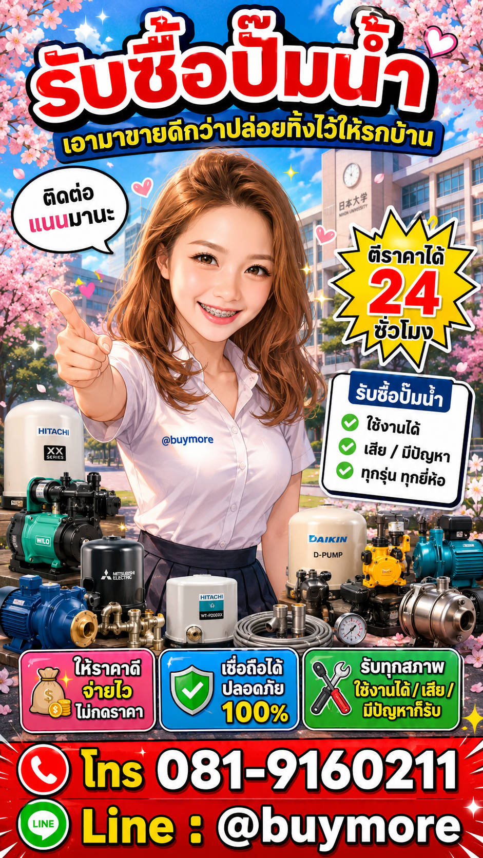 รับซื้อปั๊มน้ำ Buymore.in.th ติดต่อประเมินราคา 24 ชั่วโมง