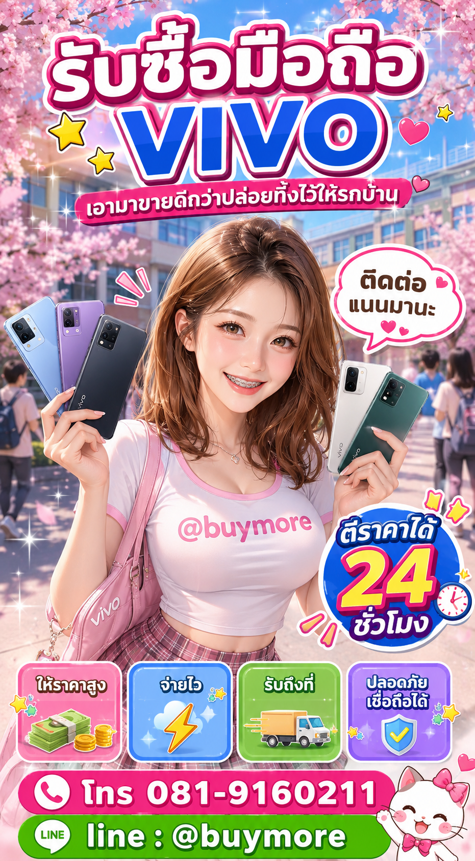รับซื้อมือถือ Vivoมือสอง Buymore.in.th ประเมินราคาไว LINE @buymore