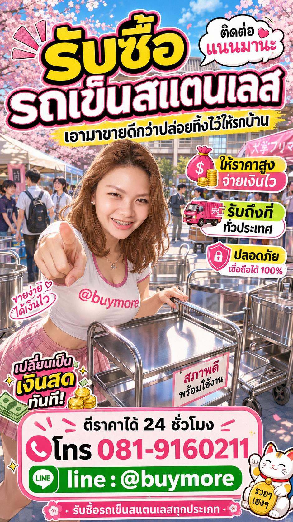 รับซื้อรถเข็นสแตนเลส Buymore.in.th ติดต่อประเมินราคา 24 ชั่วโมง