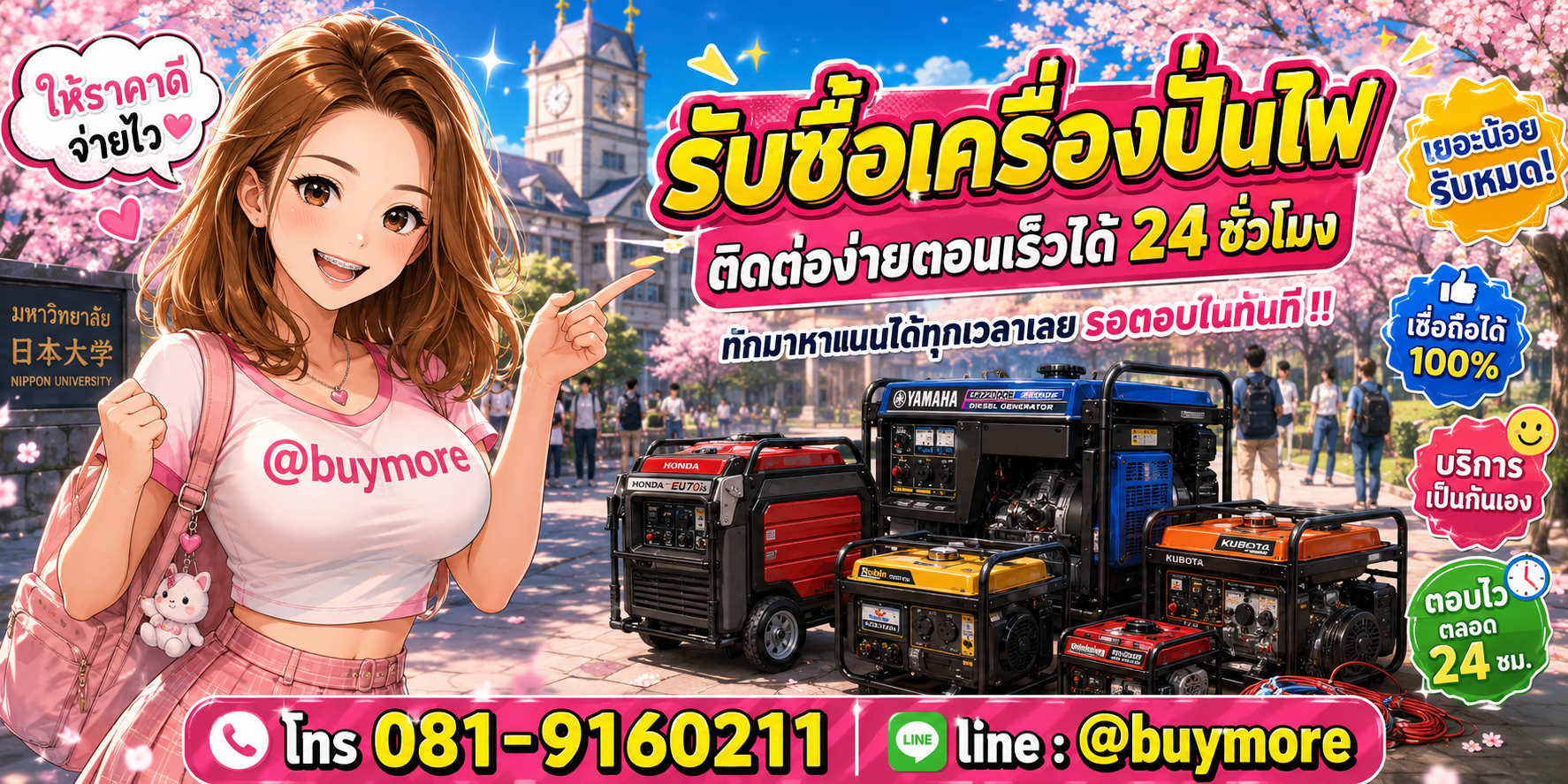 รับซื้อของมือสอง ติดต่อ Buymore 24 ชั่วโมง โทร 081-9160211 LINE @buymore