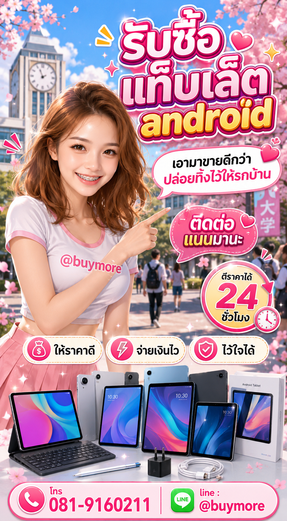 รับซื้อ แท็บเล็ต androidมือสอง Buymore.in.th ติดต่อประเมินราคา 24 ชั่วโมง