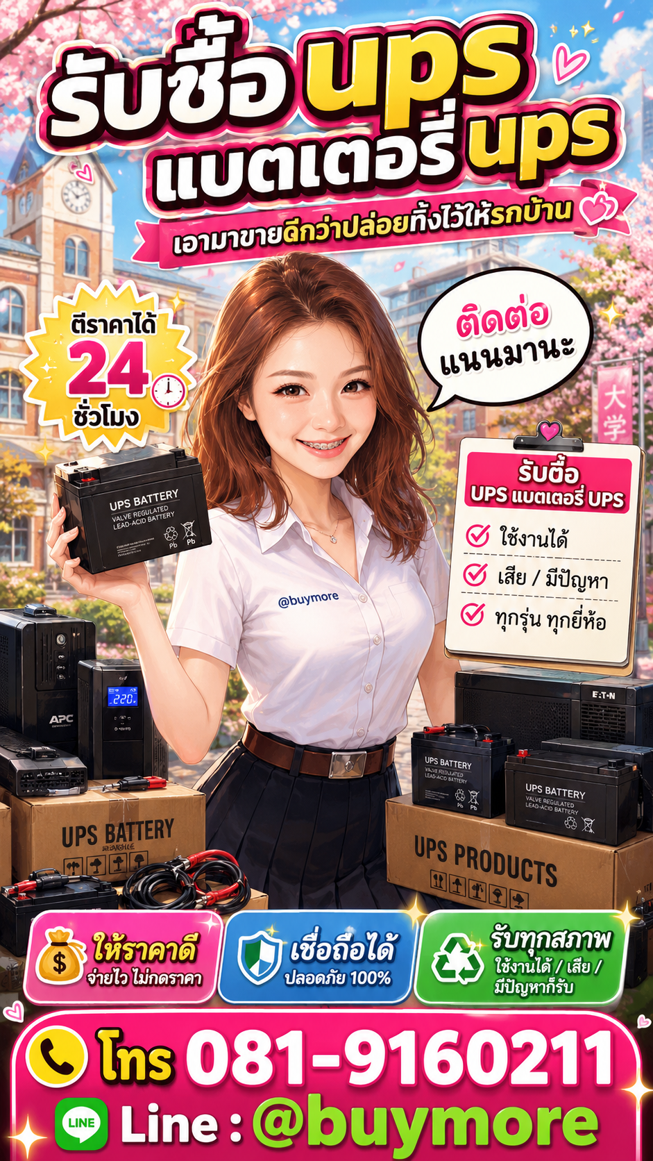 รับซื้อ แบตเตอรี่ UPS Buymore.in.th ติดต่อประเมินราคา 24 ชั่วโมง