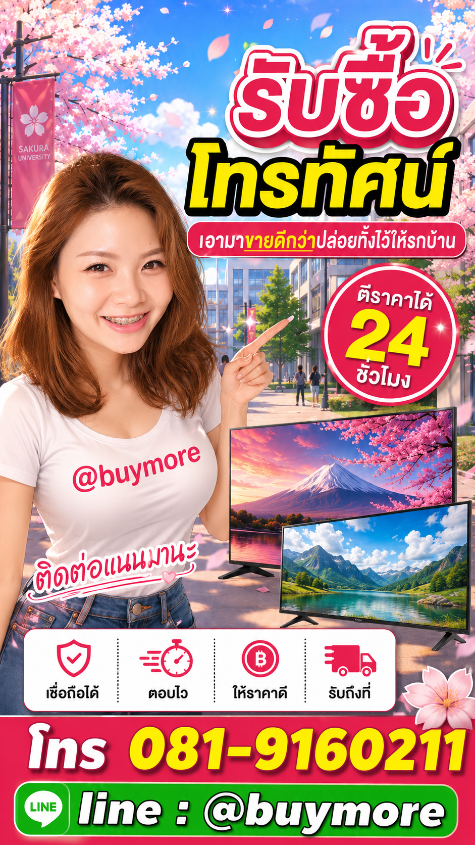 รับซื้อโทรทัศน์ Buymore.in.th ติดต่อประเมินราคา 24 ชั่วโมง
