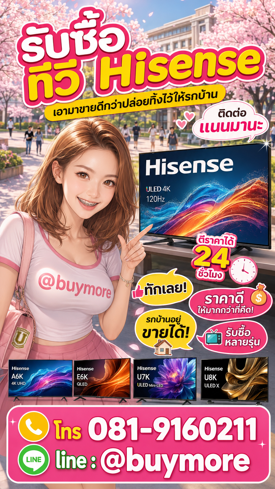 รับซื้อทีวี hisense Buymore.in.th ติดต่อประเมินราคา 24 ชั่วโมง