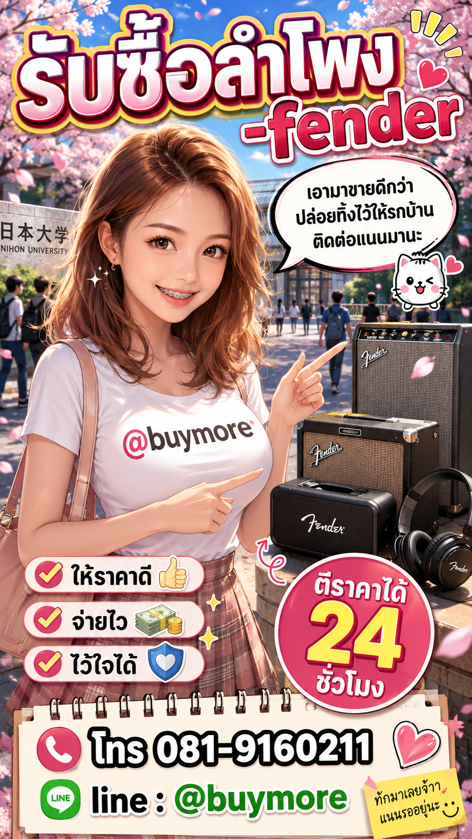 รับซื้อลำโพง fender Buymore.in.th ติดต่อประเมินราคา 24 ชั่วโมง