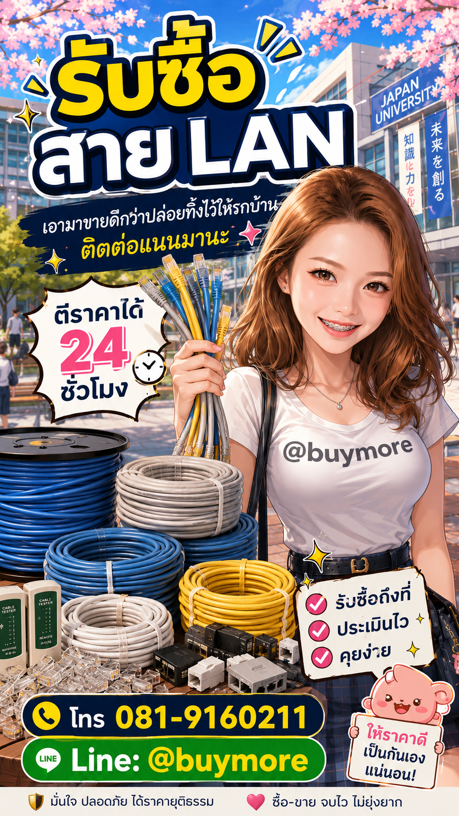 รับซื้อสาย LAN Buymore.in.th ติดต่อประเมินราคา 24 ชั่วโมง
