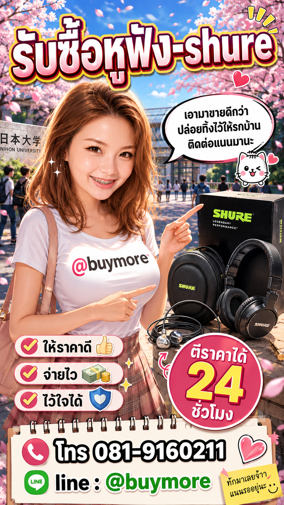 รับซื้อหูฟัง Shure Buymore.in.th ติดต่อประเมินราคา 24 ชั่วโมง