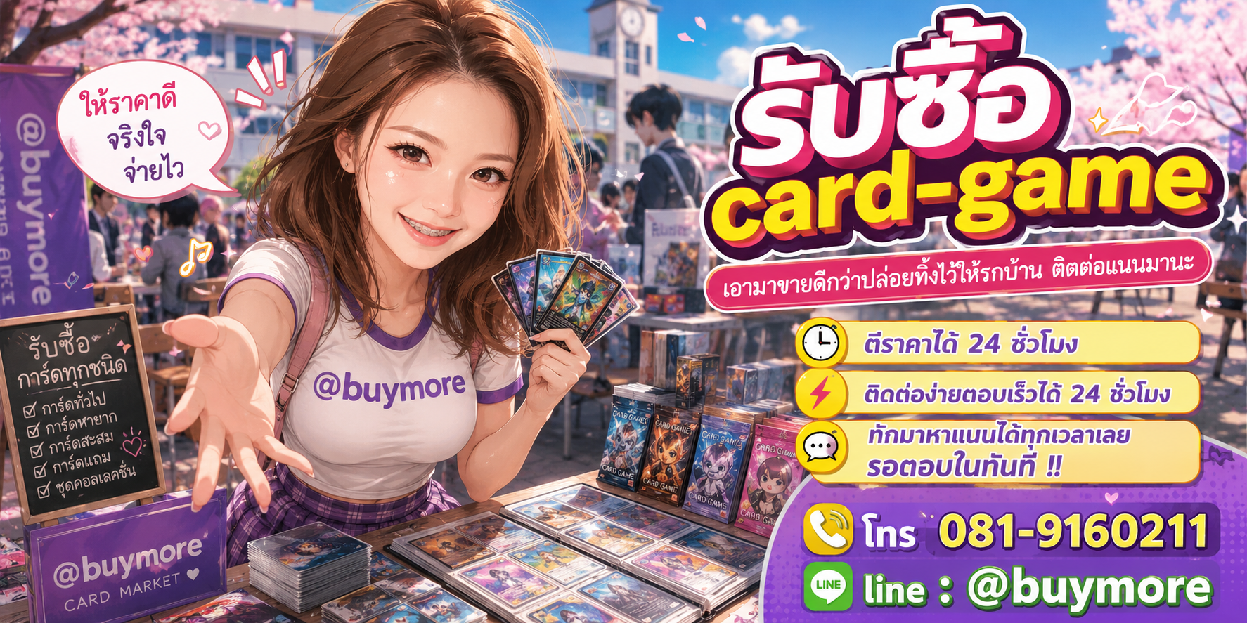 รับซื้อของมือสอง ติดต่อ Buymore 24 ชั่วโมง โทร 081-9160211 LINE @buymore