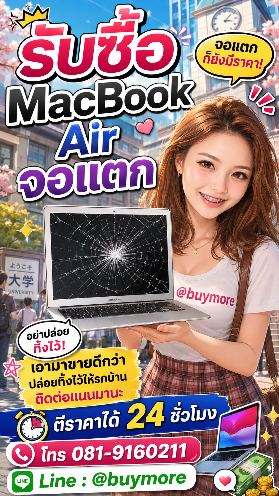 รับซื้อ macbook air จอแตก มือสอง Buymore.in.th