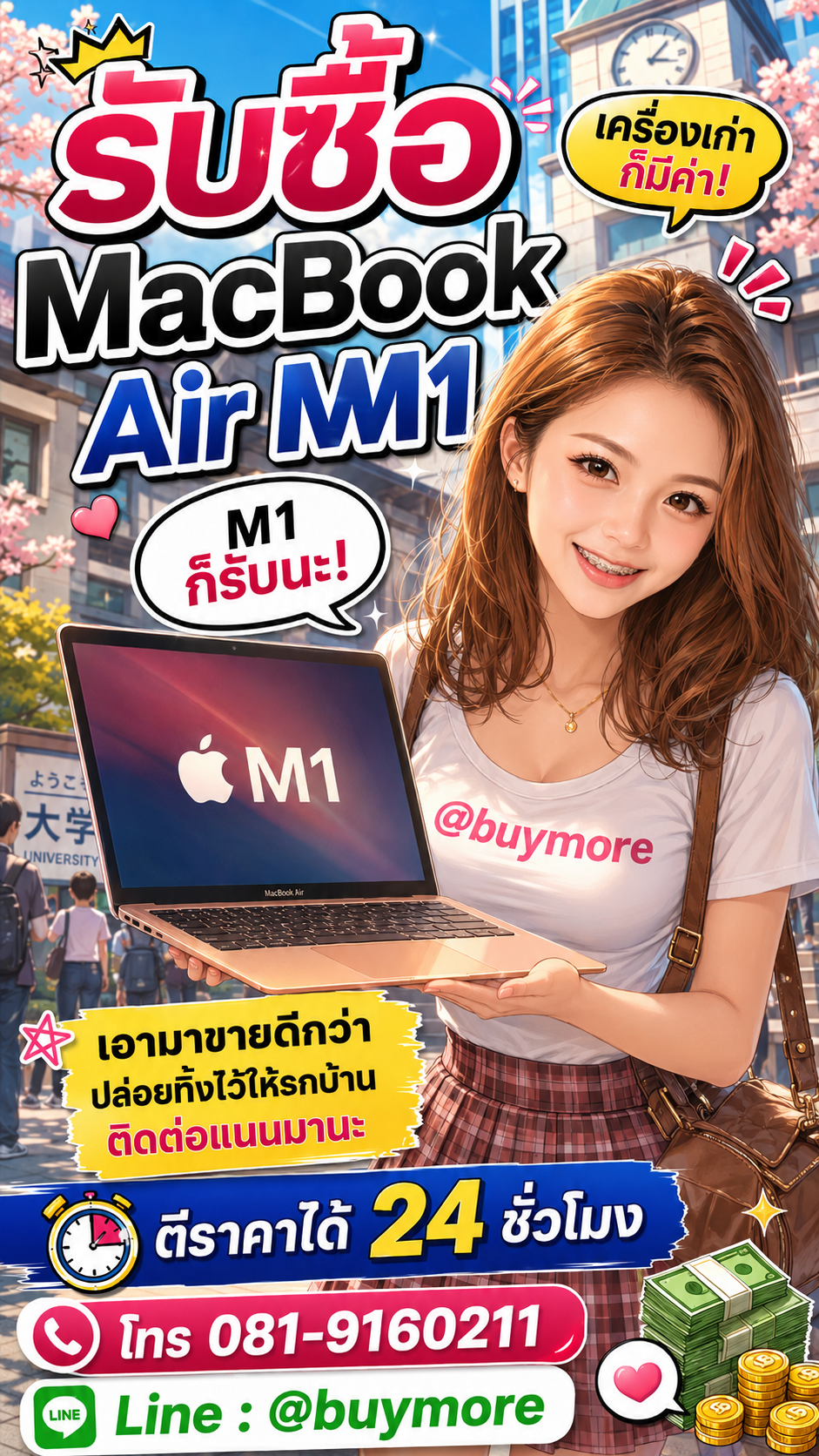 รับซื้อ macbook air m1 มือสอง Buymore.in.th