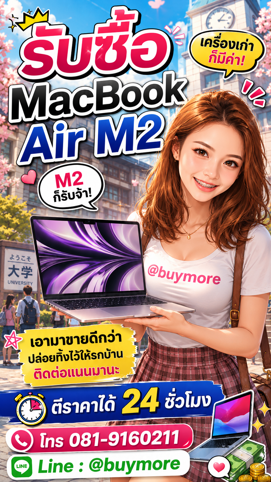 รับซื้อ macbook air m2 มือสอง Buymore.in.th