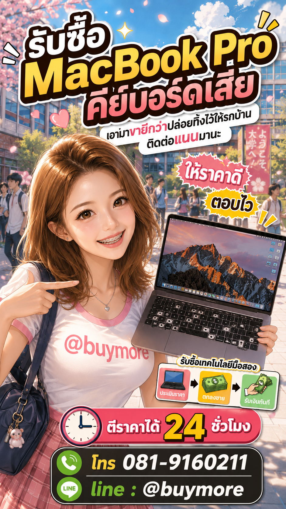 รับซื้อ macbook pro คีย์บอร์ดเสีย มือสอง Buymore.in.th