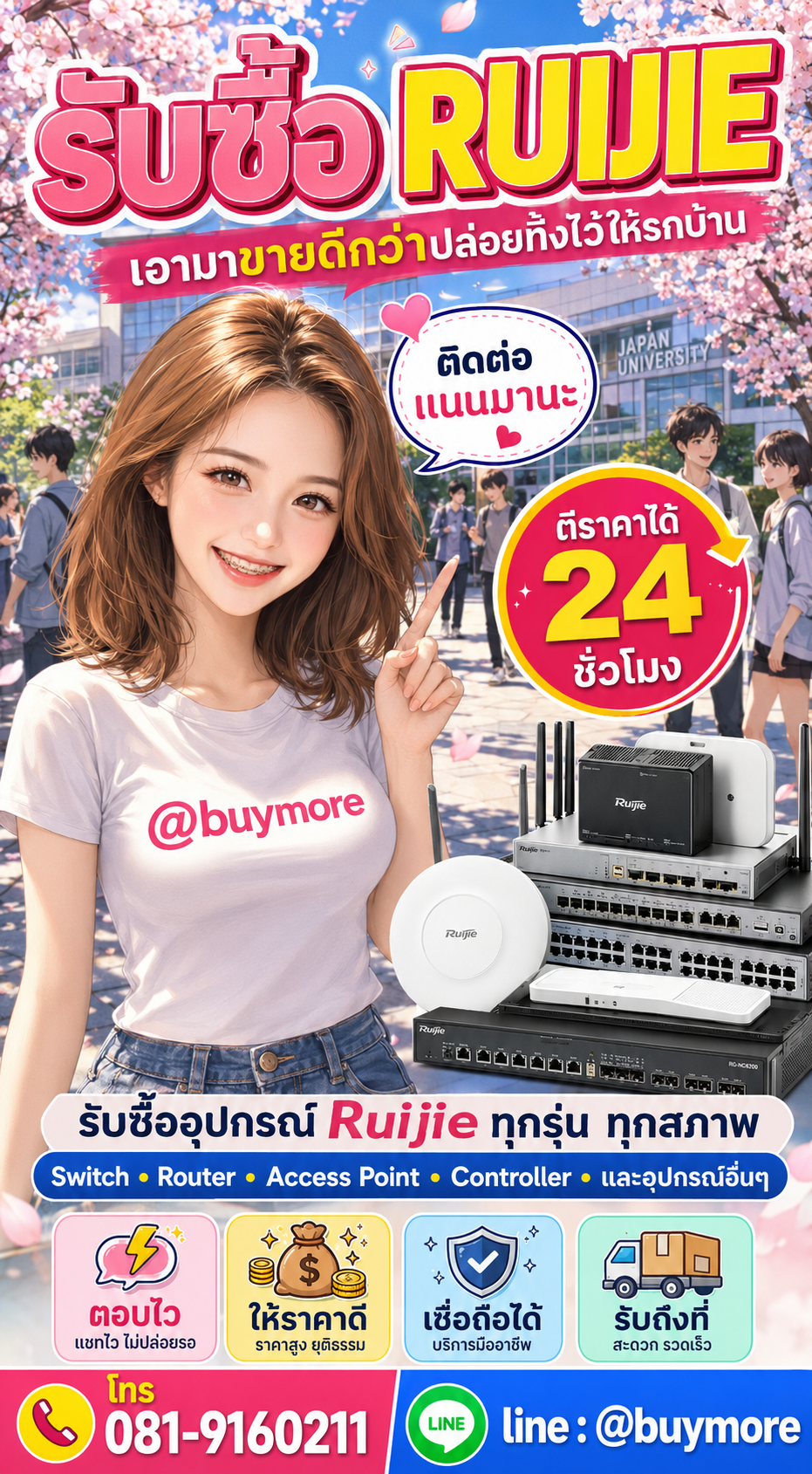 รับซื้อruijie Buymore.in.th ติดต่อประเมินราคา 24 ชั่วโมง